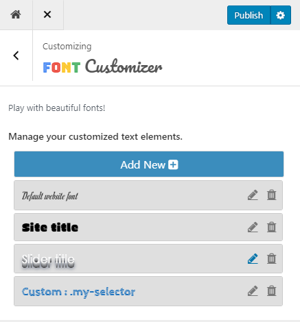 customizr theme font picker