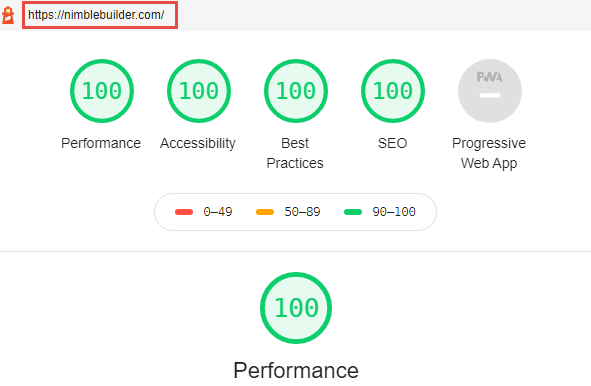 Nimble Builder Google audit