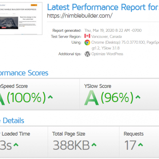 Nimble Builder GT metrix